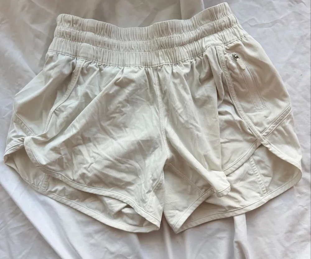 Lululemon White Athletic Running Shorts High-Rise Performance Women's Size 6